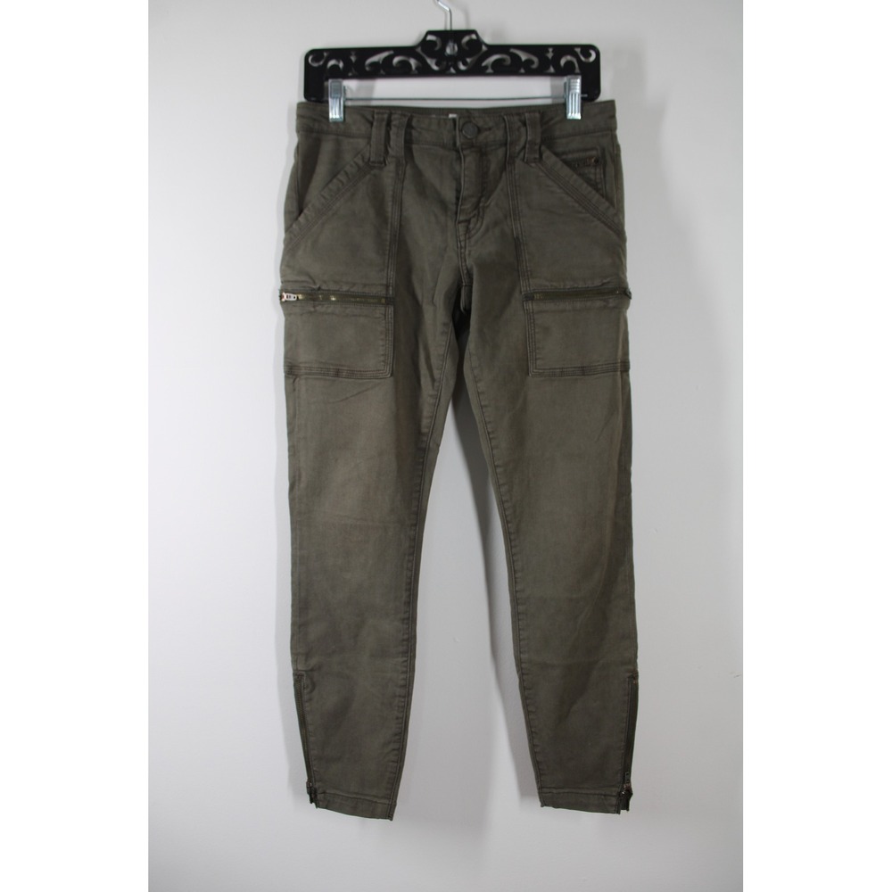 Joie 27 Olive Green Park Skinny Cargo Pants Zipper Ankle Utility Slim Fit